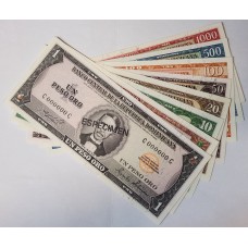 DOMINICAN REPUBLIC 1964 . ONE 1 - ONE THOUSAND 1,000 PESOS BANKNOTES . SPECIMEN